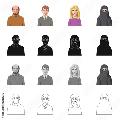 Vector illustration of hairstyle and profession  icon. Collection of hairstyle and character  stock symbol for web.