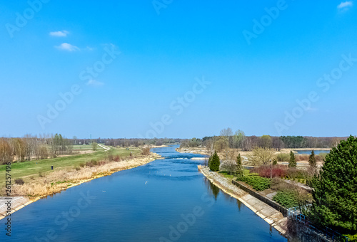 Panoramic view of Warta River in Lyszkowice, Poland © Marcin