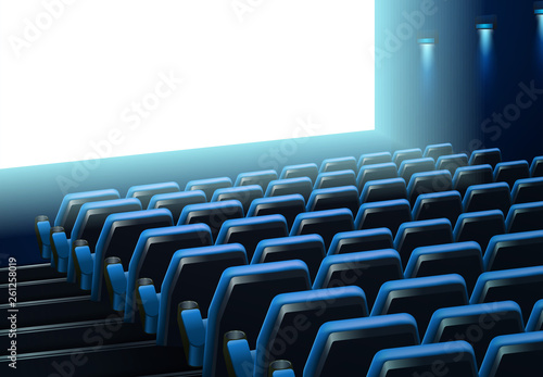 Movie cinema premiere poster design with white screen. Vector background