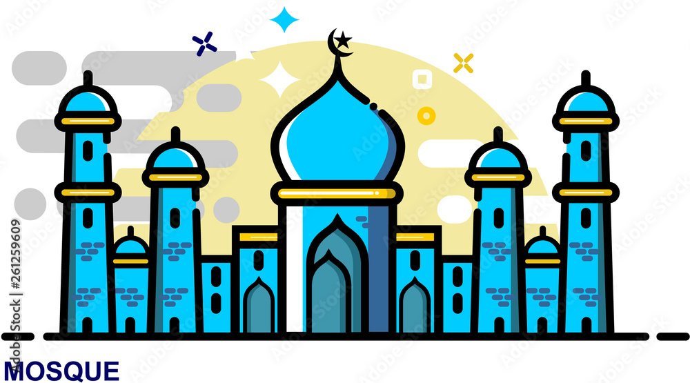 vector illustration of mosque in the background