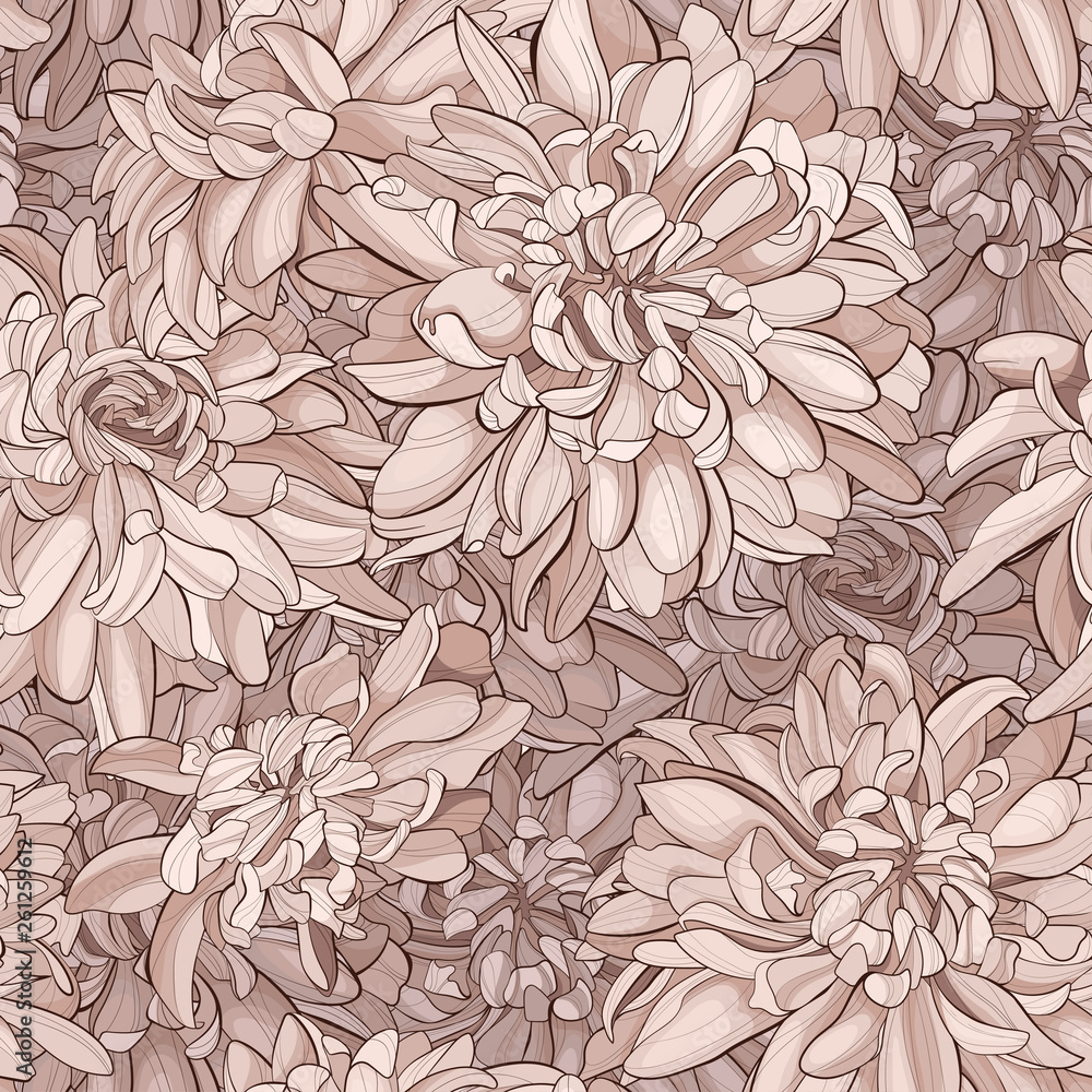 custom made wallpaper toronto digitalSeamless pattern chrysanthemum flowers pastel colors. Vector illustration.