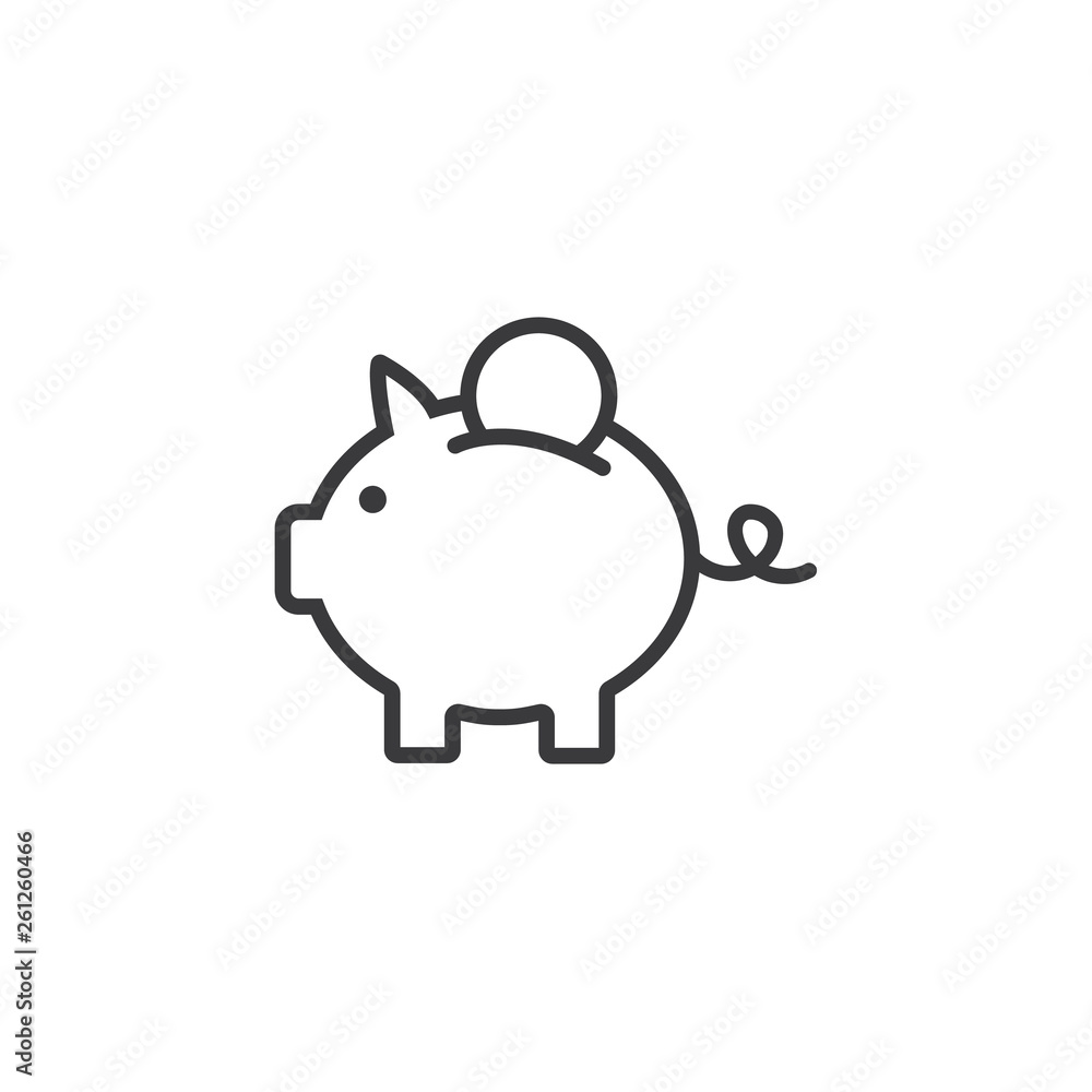 Piggy bank icon vector. Line bank symbol. Trendy flat outline ui sign design. Pictogram for web site, mobile application. Logo illustration. Eps10. Piggy bank icon vector. Line bank symbol. Trendy flat outline ui sign design. Pictogram for web site, mobile application. Logo illustration. Eps10.