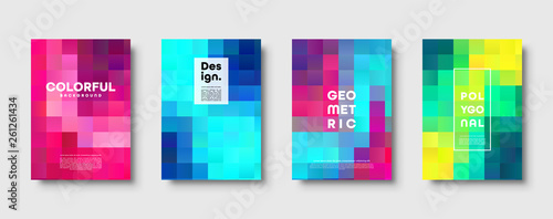 Polygonal abstract background with squares. Colorful gradient design. Low poly geometric rectangle shape modern banner. Vector illustration.