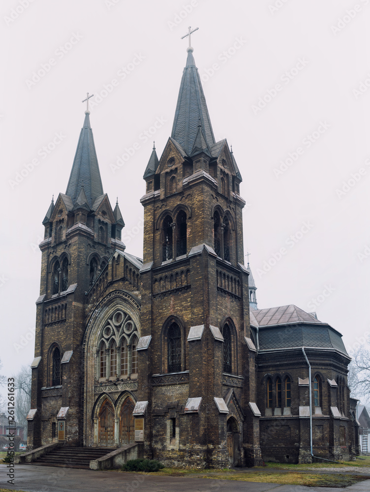 Obraz premium Catholic cathedral in misty