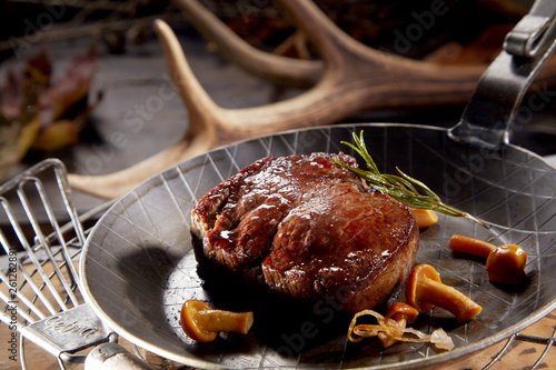 Fotografiet Thick juicy grilled wild venison steak