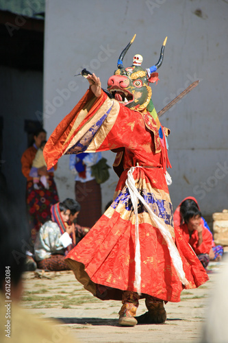 Dancer at a religious festival in Gangtey (Bhutan)
