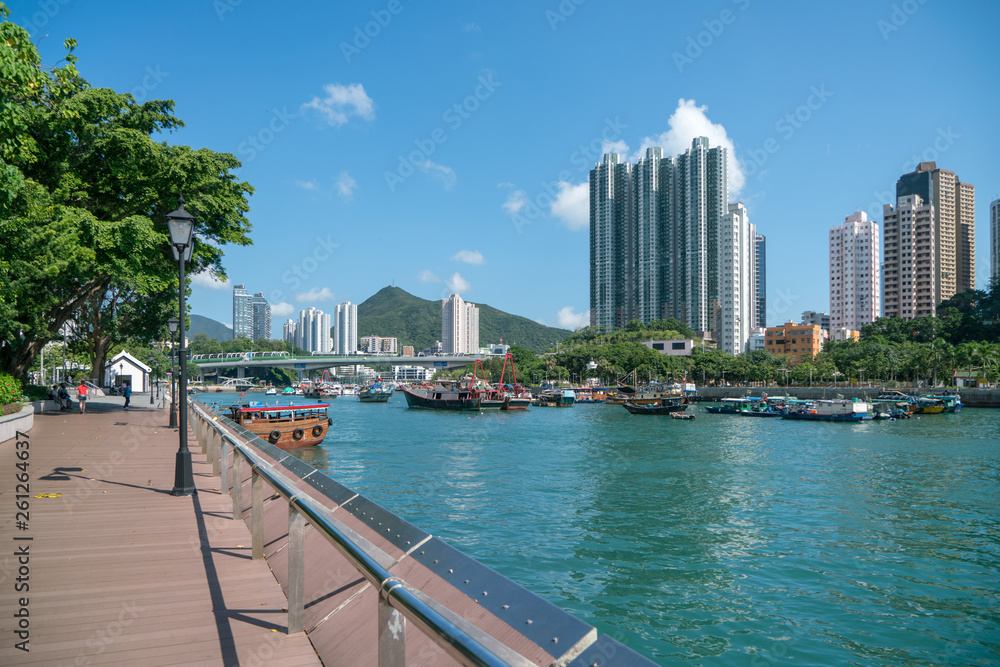 Naklejka premium Hong Kong Aberdeen Harbor