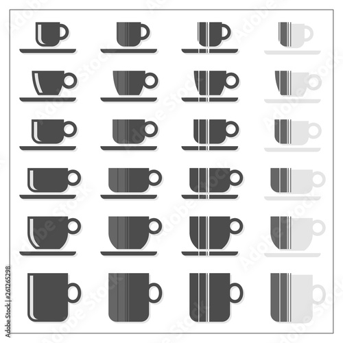 Wallpaper Mural coffee tea cup mug graphic striped icon set isolated on white background Torontodigital.ca