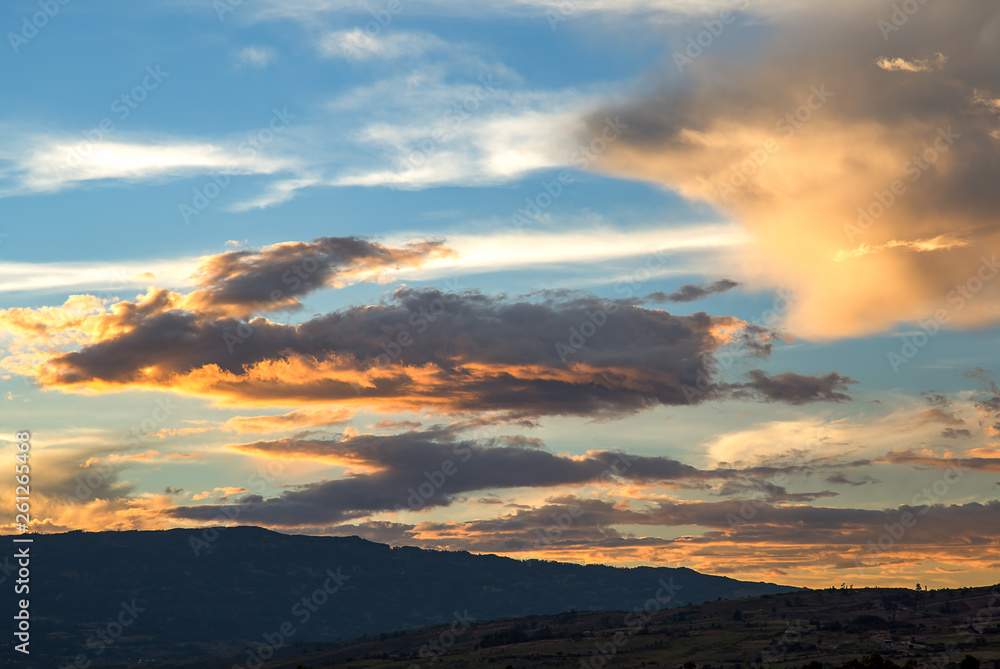 Multiple exposure of a cloud formation at sunset. Captured at the Andean mountain of central Colombia.
