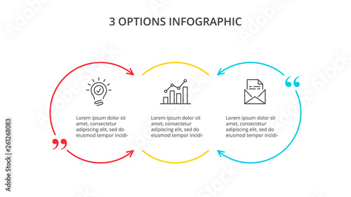 Thin line flat quote element for infographic. Template for diagram, graph, presentation and chart. Business concept with 3 options, parts, steps or processes.