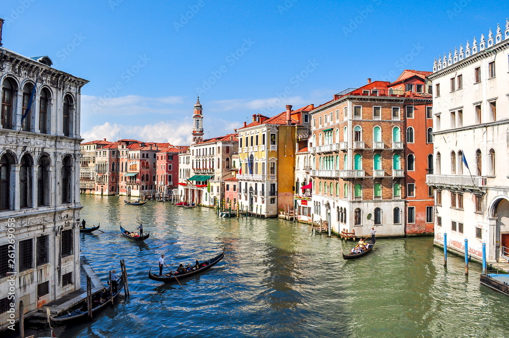 Gondolas on Venice Grand canal, Italy