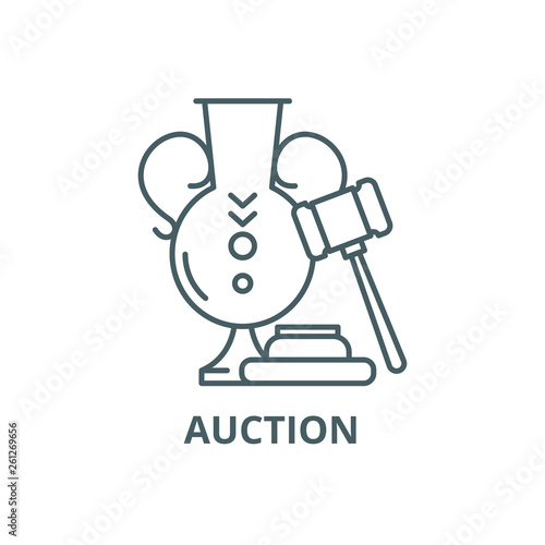 Auction line icon, vector. Auction outline sign, concept symbol, illustration