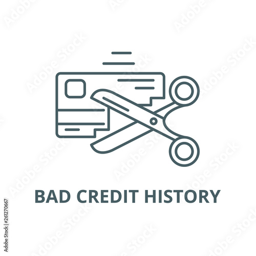 Bad credit history line icon, vector. Bad credit history outline sign, concept symbol, illustration