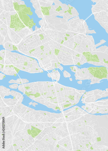 City map Stockholm  color detailed plan  vector illustration