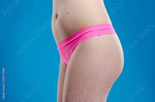 Young beautiful woman in a fashionable linen luxury brunette in the Studio