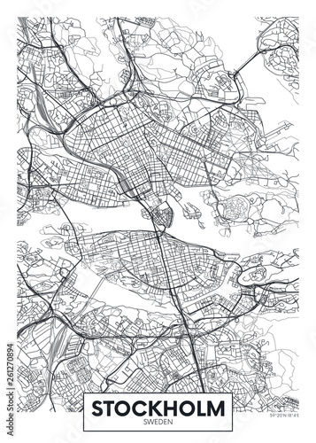 Canvas Print City map Stockholm, travel vector poster design