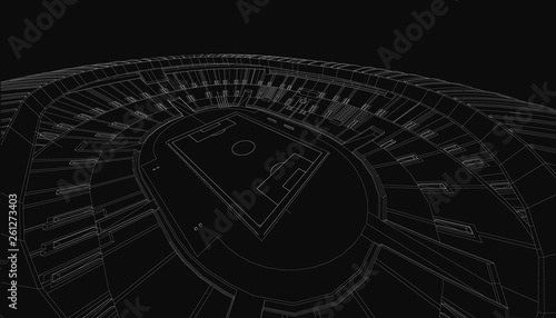 3D wireframe of stadium or sport arena. vector