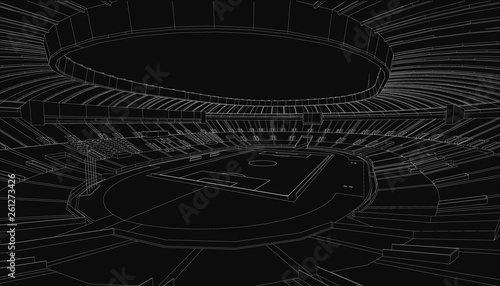 3D wireframe of stadium or sport arena. vector
