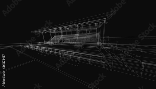 3D wireframe of stadium or sport arena. vector