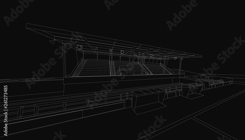 3D wireframe of stadium or sport arena. vector
