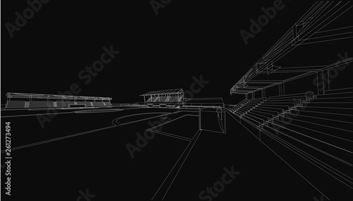 3D wireframe of stadium or sport arena. vector