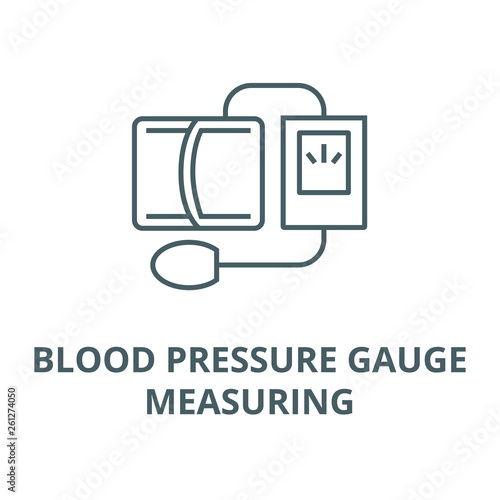 Blood pressure gauge,measuring line icon, vector. Blood pressure gauge,measuring outline sign, concept symbol, illustration