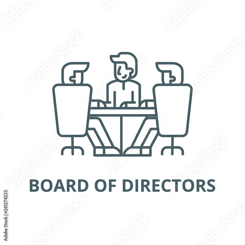 Board of directors meeting line icon, vector. Board of directors meeting outline sign, concept symbol, illustration