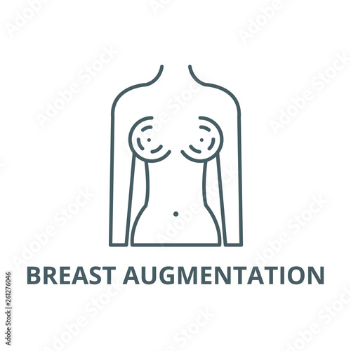 Breast augmentation line icon, vector. Breast augmentation outline sign, concept symbol, illustration