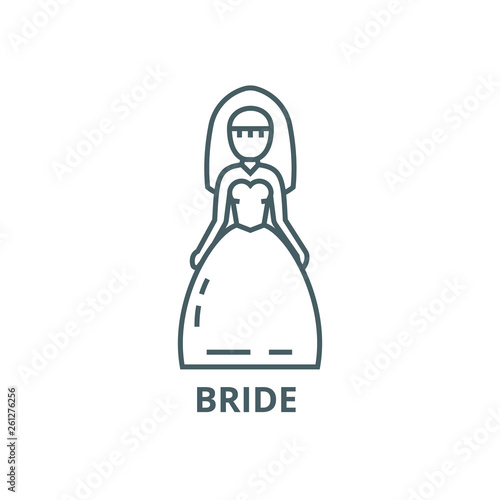 Bride sign line icon, vector. Bride sign outline sign, concept symbol, illustration