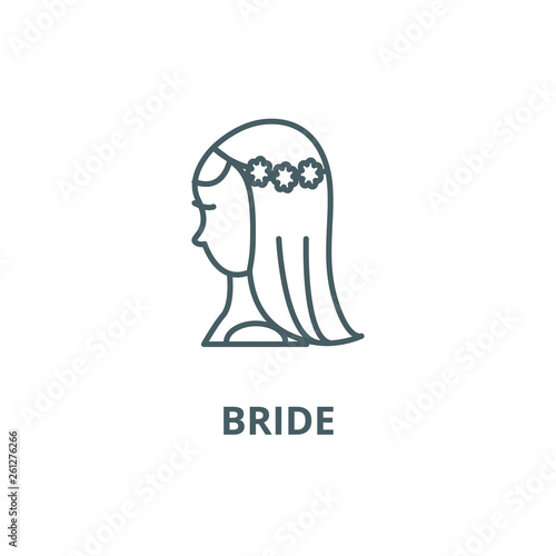 Bride line icon, vector. Bride outline sign, concept symbol, illustration