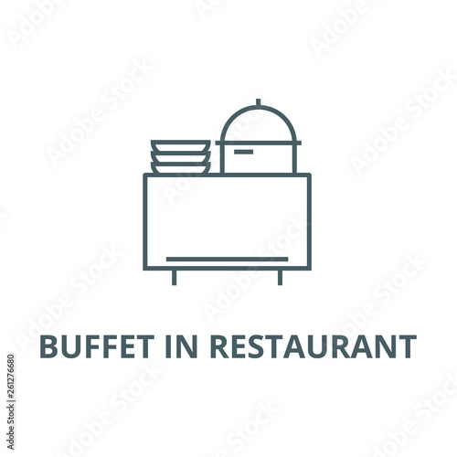 Buffet in restaurant line icon, vector. Buffet in restaurant outline sign, concept symbol, illustration