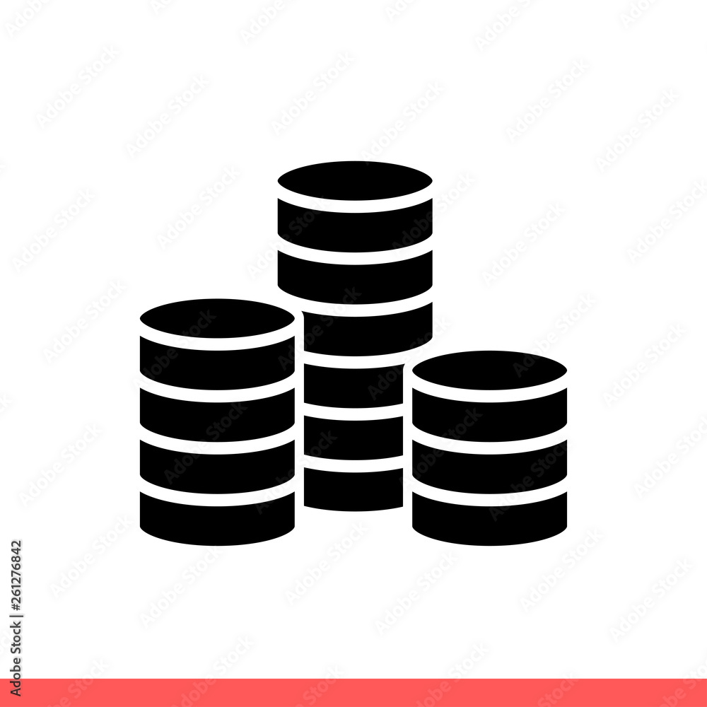 Coins icon vector isolated on white background, money symbol Coins icon vector isolated on white background, money symbol