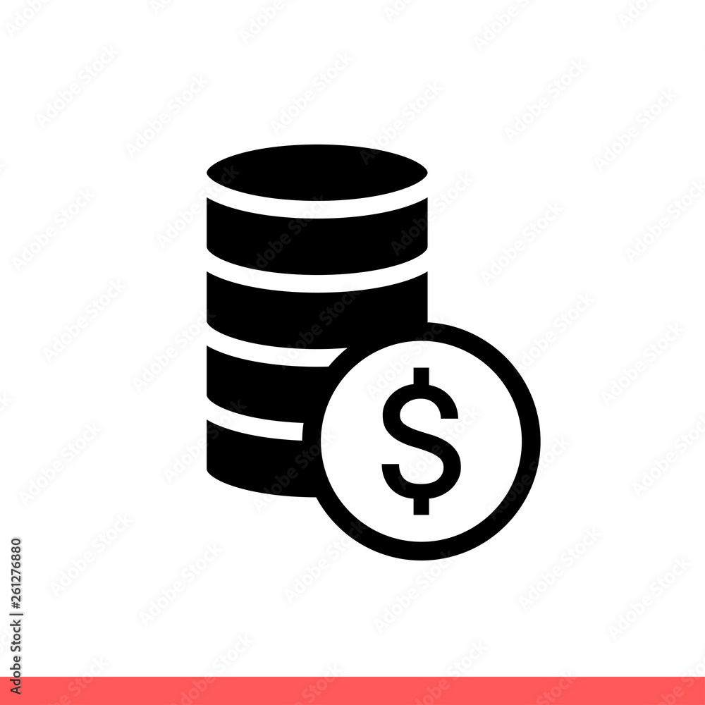 Coins icon vector isolated on white background, money symbol Coins icon vector isolated on white background, money symbol