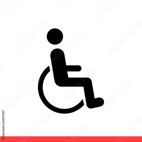 Disabled icon vector isolated on white background, wheelchair symbol