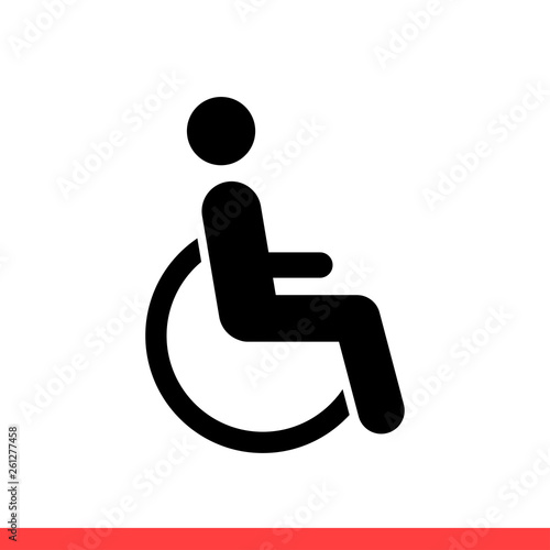 Disabled icon vector isolated on white background, wheelchair symbol