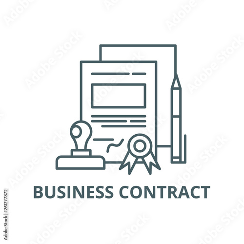 Business contract line icon, vector. Business contract outline sign, concept symbol, illustration