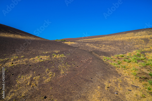 Spain, Lanzarote, Colorful volcanic mountains of timanfaya national park area