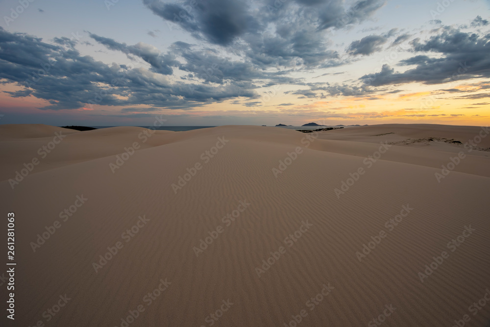 Dusk over Dark Point Sand Dunes, Myall Lakes National Park, Hawks Nest, NSW, Australia