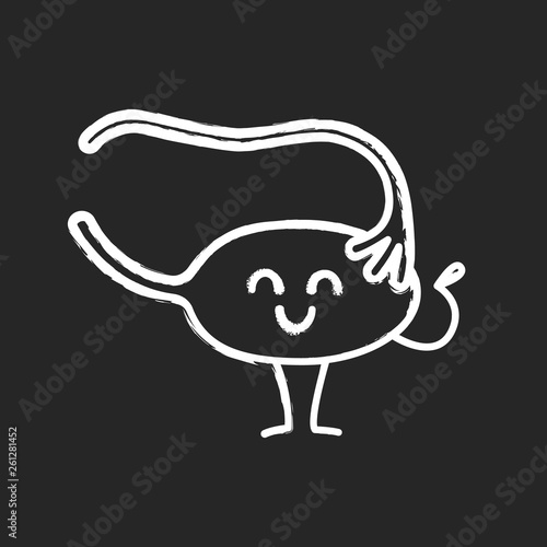Smiling ovary and fallopian tube chalk icon