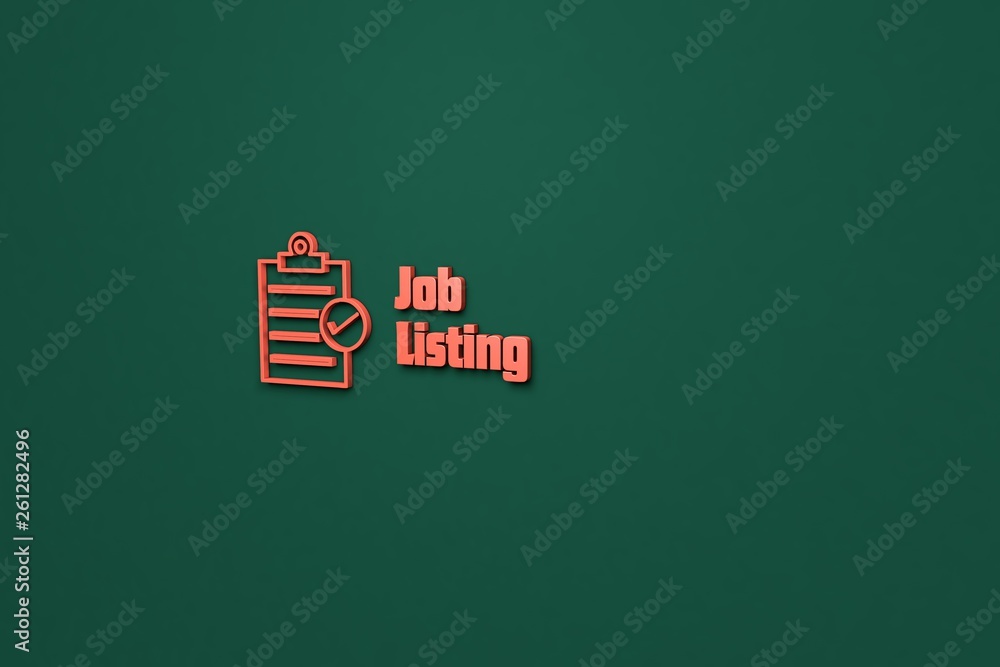Obraz premium Illustration of Job Listing with red text on green background