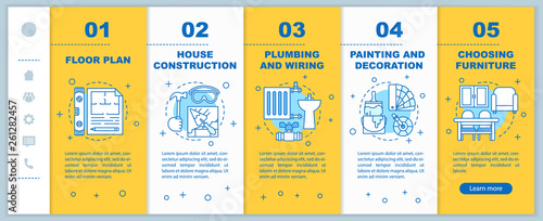 House building onboarding mobile app page screen vector template