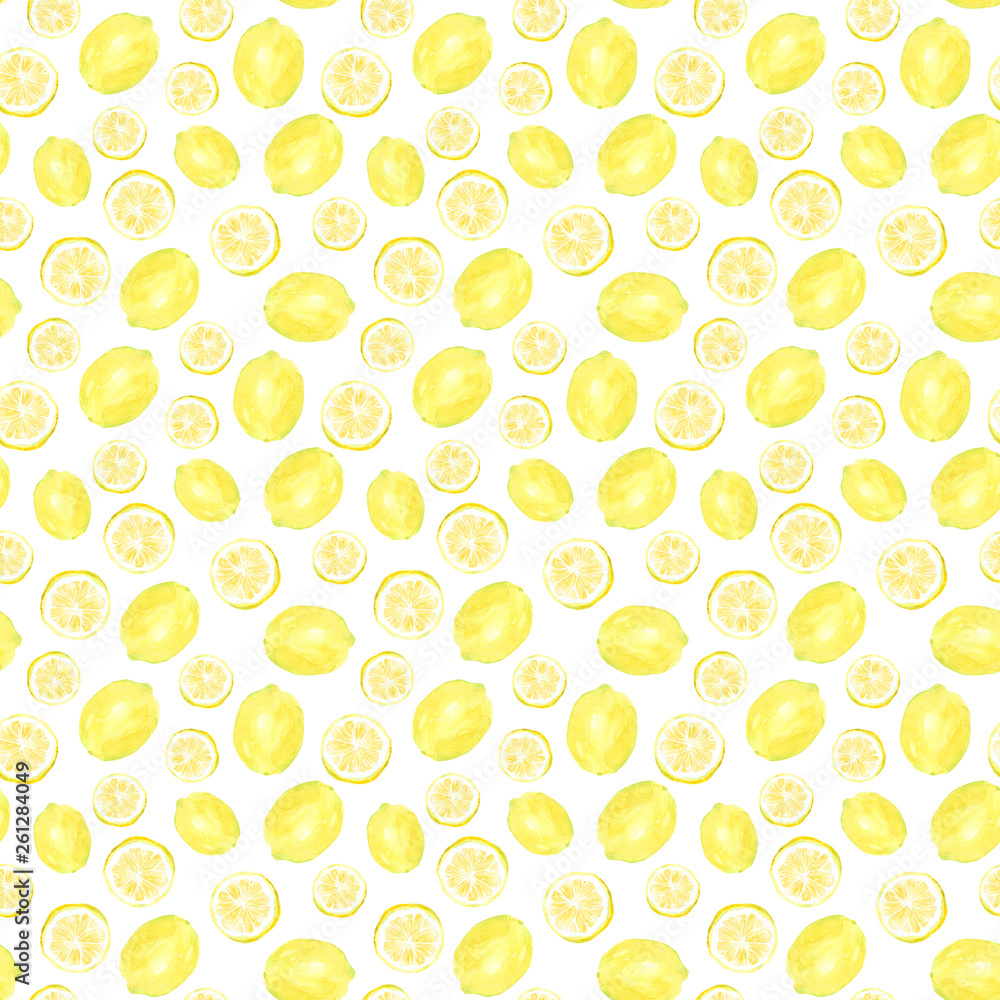 Watercolor pattern of lemons. Watercolor pattern of lemons.