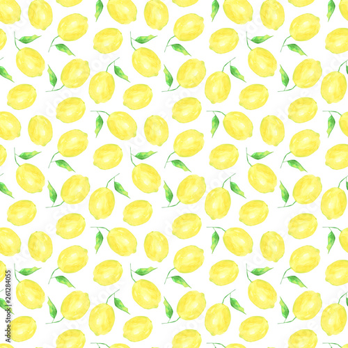 Watercolor pattern of lemons.