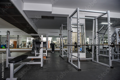 Modern and empty gym interior with equipment © RomanR