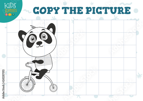 Copy picture vector illustration. Educational game for preschool kids