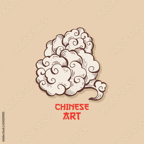 Quadro em tela Golden Chinese Clouds hand drawn vector illustration