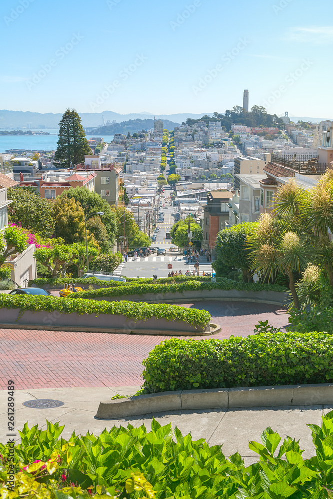 Beautiful Lombard street in Russian hill, San Francisco, California, Usa