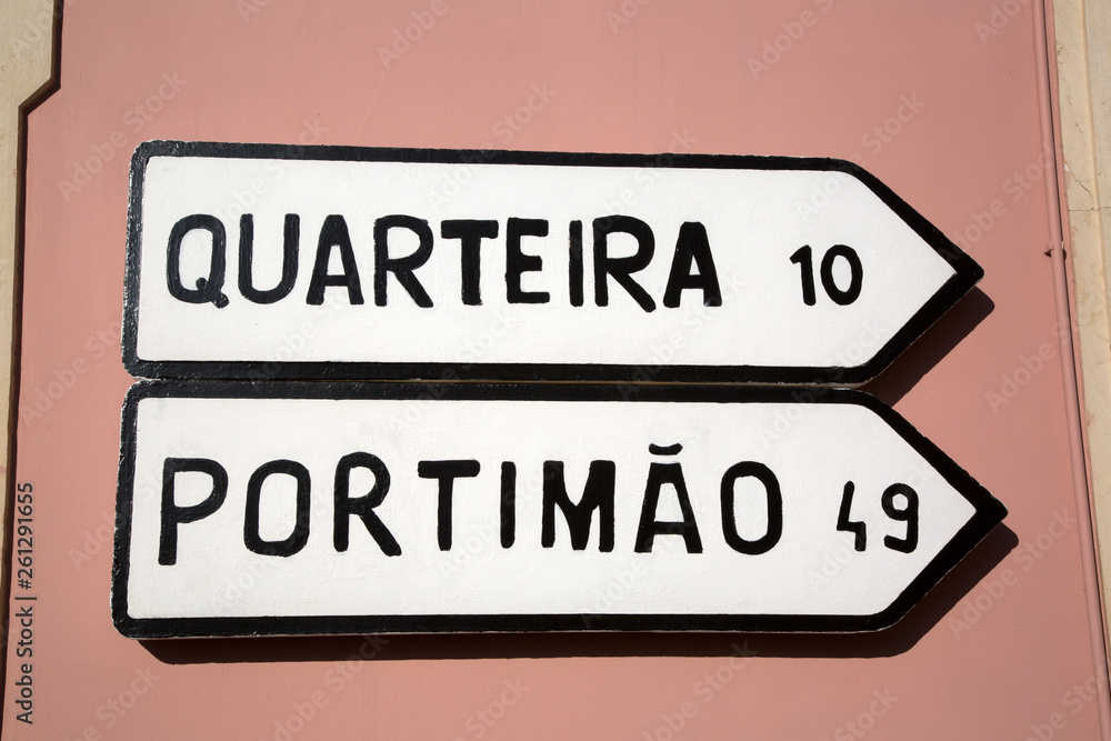 Quarteira and Portimao Road Signpost, Algarve