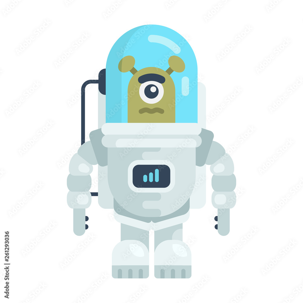 Isolated vector illustration of alien. The alien in a spacesuit. Isolated vector illustration of alien. The alien in a spacesuit.
