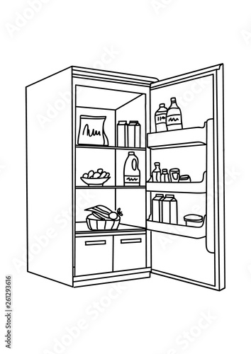 Refrigerator drawing. Line isolated on clean background